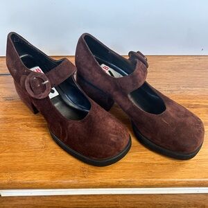 Brown Suede Mary Jane Shoes